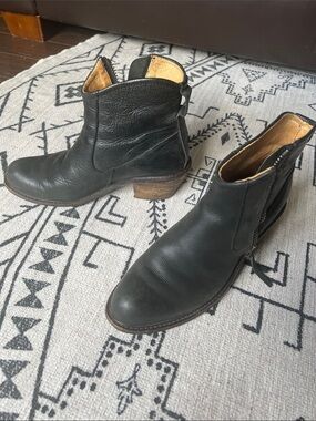 Fluevog Black Leather Ankle Boots